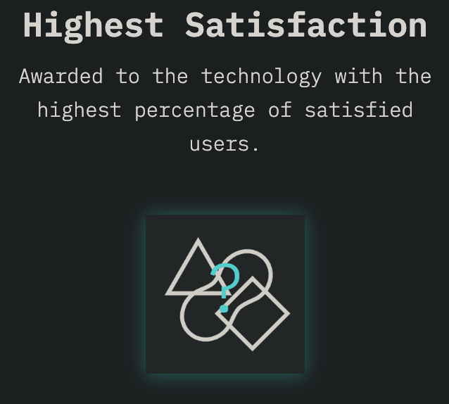 Vencedor da Condecoração do Estado da JavaScript de 2020 para "a tecnologia com mais elevada percentagem de utilizadores satisfeitos"
